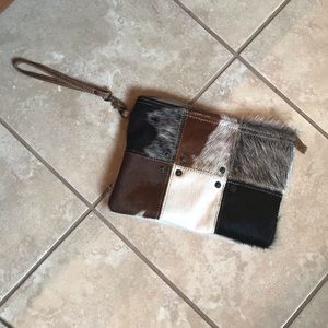 Faux Cow/Deerhide Wrislet Clutch